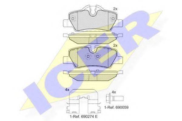 ICER 182190 Комплект гальмівних колодок, дискове гальмо